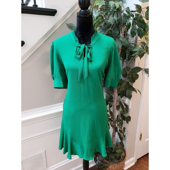 CeCe Womens Green Polyester Tie V Neck Short Sleeve Knee Length A Line Dress XL - Picture 11 of 14